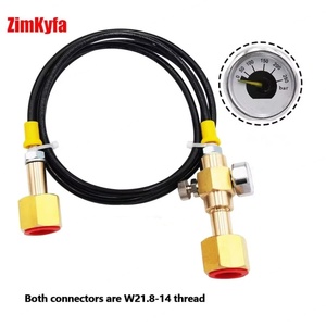 Station de remplissage de bouteilles de CO2 Sodastream, adaptateur de remplissage en laiton pour outils pneumatiques avec tuyau noir de 1,5 m et manomètre de pression 250 bars - Product Image 3