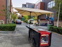 Chariot élégant à poussée manuelle Tricycle à café à propulsion humaine Tricycle à hot dog