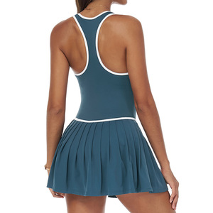 Kadın Spor Kolsuz V Yaka Nem Emici Nefes Alabilen Spandeks/Naylon Cepli ve Şortlu Elbise - Product Image 5