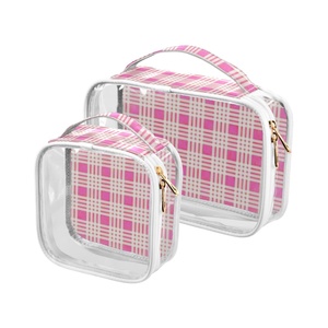 2-pack Hawaii Portable Transparent Toiletry Bag Clear PVC Cosmetic Bag Women Girls Custom Logo Travel Toiletry <b>Pouch</b> with <b>Zip</b> - Product Image 2