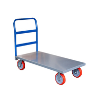 Carretilla de Plataforma de Acero con Recubrimiento en Polvo, Carro de Almacén con Doble Manija, Carretilla para Manejo de Materiales