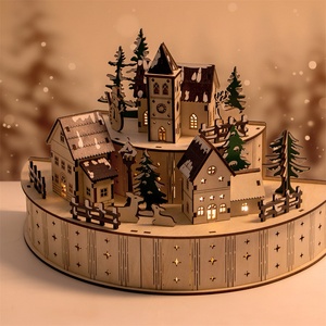Aldea Navideña de Madera Cortada con Láser, Hecha a Mano y Personalizable, Decoración Ecológica para el Hogar o Regalo de Rompecabezas Navideño - Product Image 6
