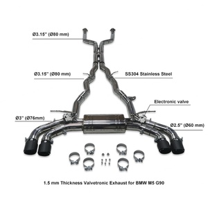 ท่อไอเสียแคทแบ็กสแตนเลสสตีลประสิทธิภาพสูง ความหนา 1.5 มม. พร้อมวาล์วควบคุมเสียง สำหรับ BMW M5 G90 - Product Image 1