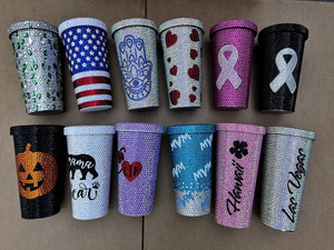 20 colores 17oz Acero inoxidable brillo verde Cristal Diamantes de imitación vasos mujeres Bling grandes diamantes de imitación <span class=keywords><strong>tazas</strong></span> de café con tapas - Product Image 6