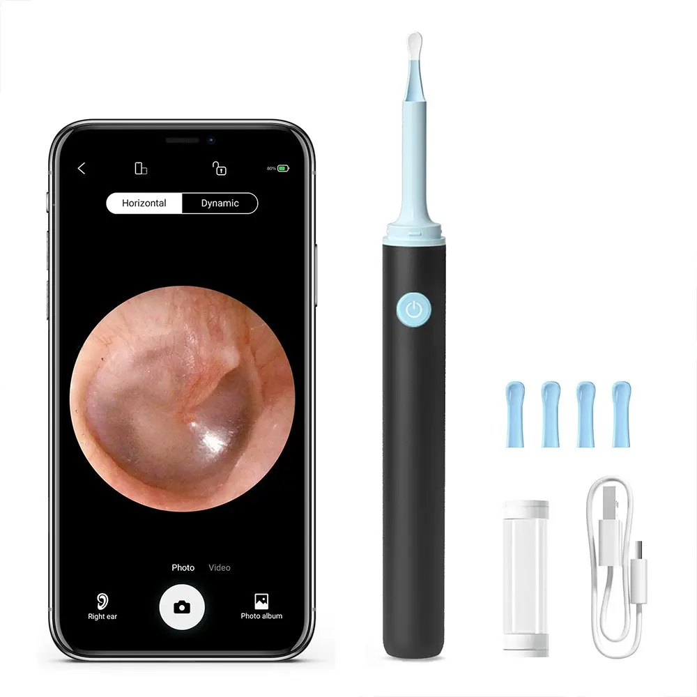 Wifi endoscopio Visible limpiador de oídos inalámbrico 5MP Hd Wifi Visual sílice oreja cuchara limpiador con cámara Kit de herramientas de eliminación de cera de oído