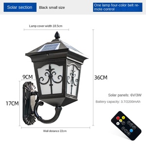 โคมไฟติดผนังกลางแจ้งสไตล์ยุโรป IP65ไฟ LED ขนาดใหญ่กันน้ำ E27ระเบียงลานสวนวัสดุอลูมิเนียมพลังงานแสงอาทิตย์ - Product Image 6