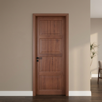 Porte intérieure en bois massif de luxe JHK-011-PT, placage acajou, design haut de gamme pour villa