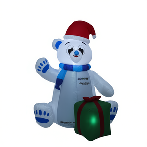 Oso Polar Inflable para Decoración Navideña de Jardín, Multicolor, 8 Pies, con Luces y Caja de Regalo - Product Image 1