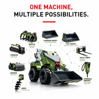 Mini Skid Steer Loader Lebar Bucket 1150mm Tinggi Keseluruhan 1300mm Pemuat Ban untuk Pembersihan Salju di Jalan