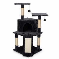 Arbre à chat en bois en gros avec tissu pelucheux, griffoir en sisal, condo fermé pour chat et tapis/rampe en sisal pour grands chats