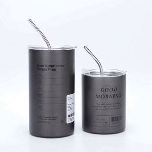 Stainless Steel Tumbler With <b>Straw</b> Vacuum Insulated Double Wall Travel Mug Minimalist Design Iced Coffee Cup - Product Image 4