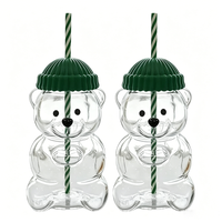 Gobelets et bouteilles en plastique PET en forme d'ours en peluche, vides, de qualité alimentaire, 350 ml, 420 ml, 500 ml, 700 ml, avec paille - Vente directe usine