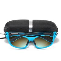 Lunettes de soleil de sport unisexe XY336 Lunettes de cyclisme pour hommes avec lentille colorée polarisée Monture en plastique bleu/noir Logo personnalisé Vente en gros