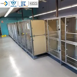 Multiple Large Kennels House For Dogs Outdoor Iron Fence Dog Kennel Double Dog Kennels Cages With Integrated Niche