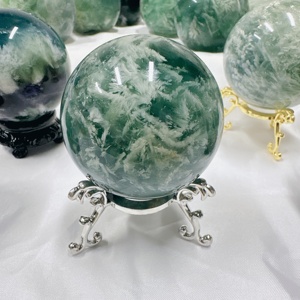 Esfera de Fluorita con Plumas de Estilo Bohemio, Piedra de Cristal Natural de Alta Calidad al por Mayor para Decoración del Hogar y Regalos Navideños - Product Image 6