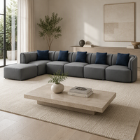 Ensemble de canapés sectionnels modernes en cuir en forme de L, rembourrés avec chaise longue pour appartements et salons d'hôtel