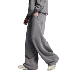 Pantaloni Sportivi da <span class=keywords><strong>Uomo</strong></span> Retrò Scomponibili Effetto Lavato con Strisce Verticali, Cuciture Grezze, Gamba Larga, Stile Y2K Techwear Streetwear, Vestibilità Ampia - Product Image 1