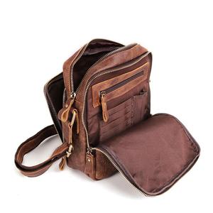 Bolso Bandolera de Cuero Personalizado al por Mayor, Gran Capacidad, Estilo Vintage, con Cierre Pequeño, Múltiples Bolsillos, Resistente, para Hombre - Product Image 1
