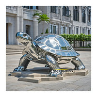 Sculpture de requin en acier inoxydable poli miroir personnalisable, statue d'animal marin sur mesure pour la décoration des places publiques et des aquariums