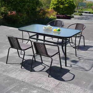 Outdoor <b>Balcony</b> 120*80cm Tempered Water Wave Glass Ripple Pattern Assembled Square <b>Table</b> - Product Image 1