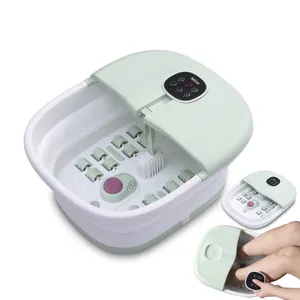 New Design Foldable Foot Bath Basin Foot Spa Massager With Heat Bubble Massage 16pcs Massage Rollers And Pedicure Stone