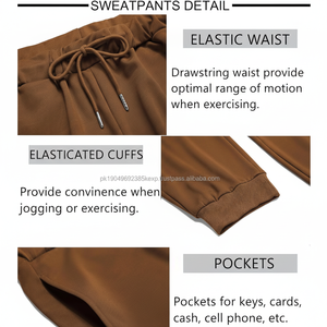 Ensemble survêtement homme 450GSM en tissu French Terry, sweat à capuche personnalisé et jogging, logo brodé, noir uni, vêtements décontractés - Product Image 1