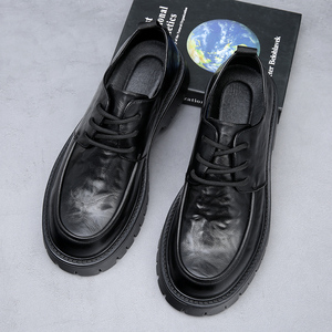 British Style Thick Soled Work Man <strong>Dress</strong> <strong>Shoes</strong> Chunky Lace up Formal <strong>Shoes</strong> for Men Office Increasing <strong>Shiny</strong> Leather <strong>Shoes</strong> - Product Image 3