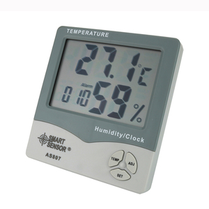 AS807 Humidity Monitor Temperature <b>Clock</b> Alarm <b>Digital</b> Hygrometer - Product Image 2