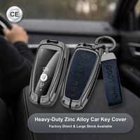 Étui de protection en cuir et alliage pour clé de voiture Ford, coque métallique pour porte-clés, logo personnalisé