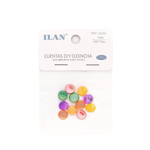 Perline di conchiglia Ilan da 7 mm colorate per la creazione di gioielli fai da te, 10 pezzi - Product Image 1