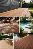 Dalles de terrasse WPC modernes et classiques en gros, résistantes à l'humidité, en teck composite pour patio extérieur, à poser soi-même, gaufrées