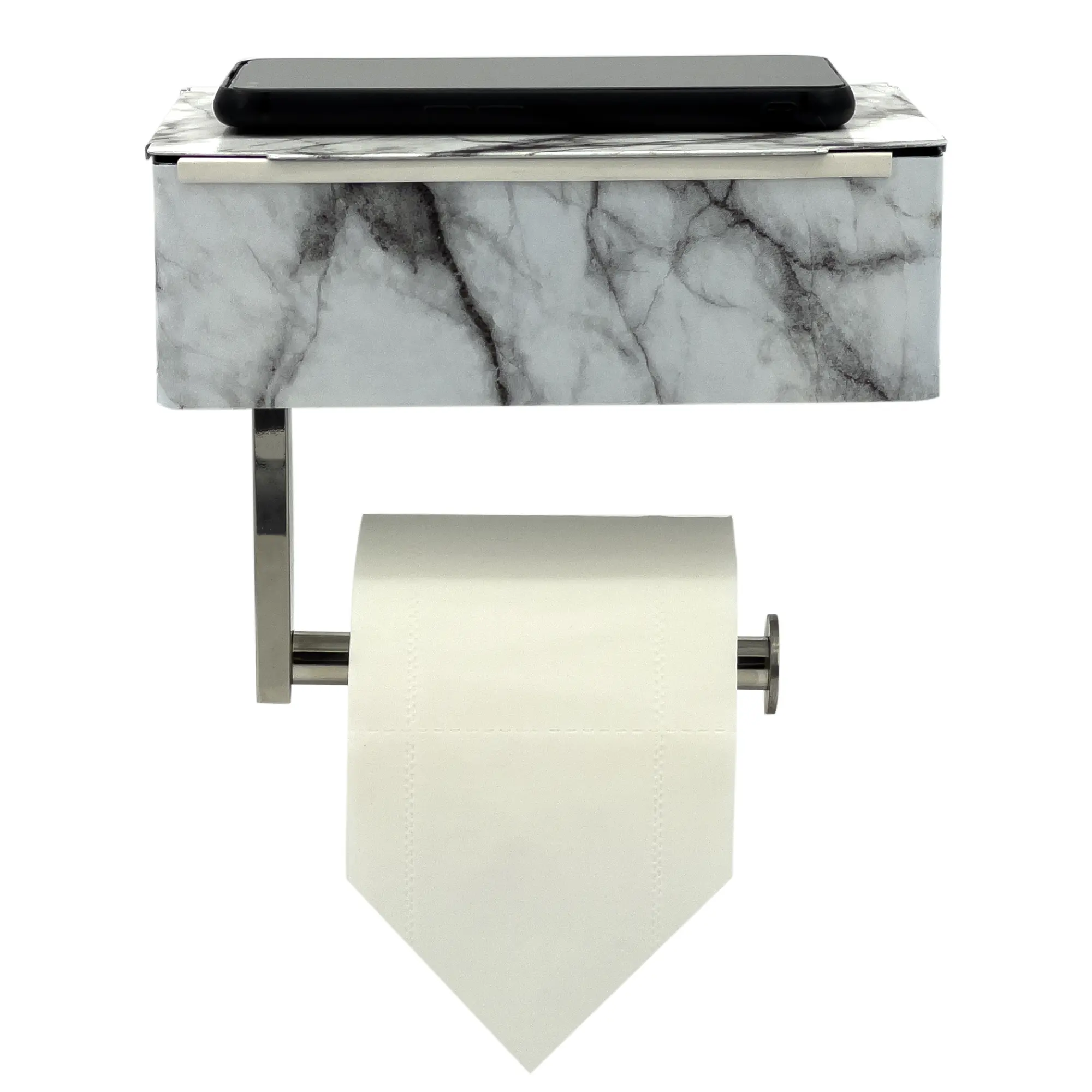 Moderner selbst klebender Toiletten papier handtuch halter in Marmor farbe mit Telefon regal und Aufbewahrung sbox für Wischt uch halter