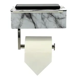 <span class=keywords><strong>Porta</strong></span> carta igienica in rotolo di carta igienica autoadesiva moderna color marmo <span class=keywords><strong>con</strong></span> ripiano per telefono e scatola portaoggetti <span class=keywords><strong>porta</strong></span> <span class=keywords><strong>salviette</strong></span> - Product Image 1