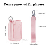 Portefeuille porte-clés en nylon pour femme, double pochette, porte-cartes portable, porte-monnaie portable