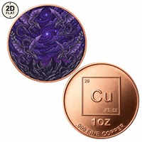 Pièce de monnaie en cuivre pur 999 de 1 oz, motif dragons violets et galaxie sur les montagnes, pièce commémorative de collection, vente en gros personnalisée
