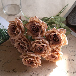 Fig Best Seller di seta rossa Bouquet di Rose <span class=keywords><strong>artificiali</strong></span> per la festa nuziale di natale laurea o decorazioni per la casa di Halloween - Product Image 4