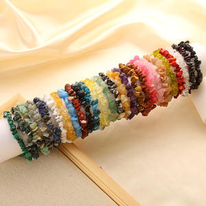 Bracelet Élastique Perlé en Pierres Naturelles Irrégulières, Puces <span class=keywords><strong>de</strong></span> Gemmes, Graviers <span class=keywords><strong>de</strong></span> Cristal Multicolores à Vendre, pour Hommes et Femmes - Product Image 1