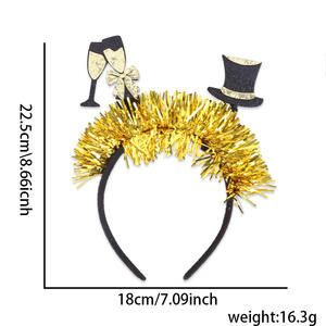 Diadema negra y dorada para Año Nuevo 2026, fiesta y reunión de Navidad y Año Nuevo, tocado a rayas con estrellas de cinco puntas - Product Image 5