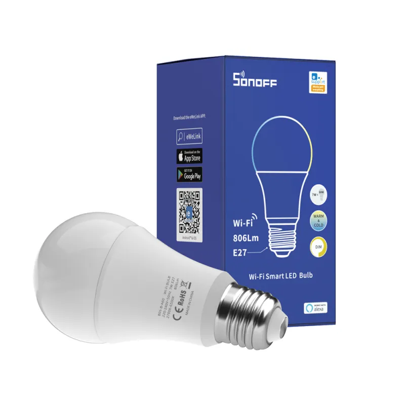 SONOFF WiFiスマート電球LedE27調光可能RGBランプ電球9Wスマートホームオートメーション用eWeLinkAPPコントロールB02-B-A60/ B05-B-A60
