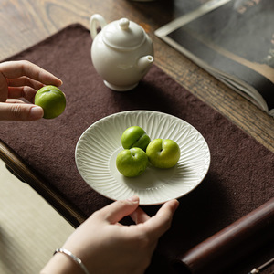 Ding Kiln White Lotus Petal Ceramic Teapot Stand Round Porcelain For Kung Fu <b>Tea</b> Set Household <b>Tea</b> <b>Tray</b> - Product Image 4