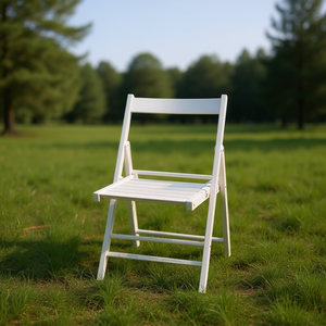 Sedia da Giardino Pieghevole Bianca in Legno Massello, Design Minimalista, Arredo Esterno di Forma Rettangolare - Product Image 2