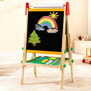 <span class=keywords><strong>Tableau</strong></span> noir en bois multifonctionnel double face pour enfants, grand bois massif avec support réglable, jouet pour bébé - Product Image 6