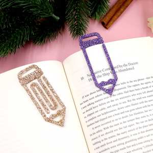 Segnalibro a Forma di Graffetta Grande, Taglio Laser, Clip per Snack, Scrap Buster, per Amanti dei Libri, Rosa Viola Glitterato in Acrilico, <span class=keywords><strong>Regalo</strong></span> per la Festa degli Insegnanti - Product Image 4