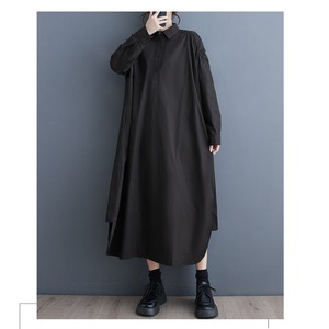 Nuovo Abito Lungo in Cotone Oversize Minimalista Giapponese con Cut-out e Schiena Scoperta, Collezione Primavera 2026, Blu, Taglie Forti - Product Image 6