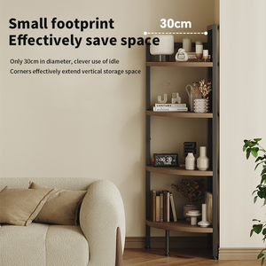 رفوف خشبية رباعية الطبقات للزاوية قائمة بذاتها لتخزين الأدوات واستخدام الحمام حامل عرض متعدد الوظائف محمول - Product Image 3