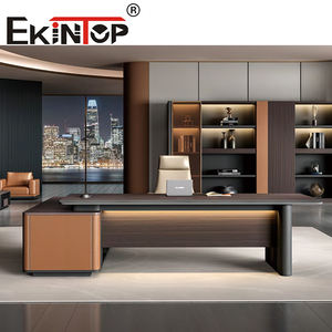 Ekintop Muebles de oficina Diseño moderno de gama alta Director en forma de L Black <span class=keywords><strong>Manager</strong></span> CEO Boss Escritorio de oficina - Product Image 5