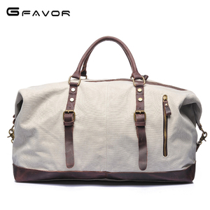 กระเป๋าเดินทางแบบถือขึ้นเครื่องรุ่น G-Favor 2077 ขนาดใหญ่ สำหรับแคมป์ปิ้ง กีฬา ฟิตเนส พักค้างคืน ท่องเที่ยว  พร้อมโลโก้สั่งทำพิเศษ  กระเป๋าผ้าแคนวาสสไตล์วินเทจสำหรับผู้ชาย - Product Image 3