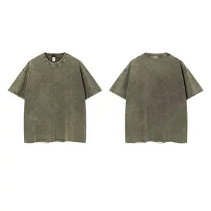 Wholesale 100% Cotton Vintage T-Shirts for Men 260gsm Black Short Sleeves Customizable Blank Design with Print Technique