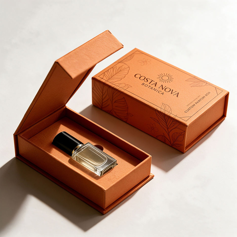 Custom Biodegradable Rigid Perfume Gift Box Luxury Paperboard Gold ...