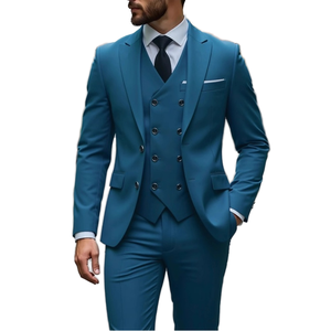 Costume trois pièces pour homme grande taille, style coréen, coupe slim, en tissu peigné, à simple boutonnage, avec braguette zippée, idéal pour affaires, cérémonies et mariages, pour le marché international - Product Image 1